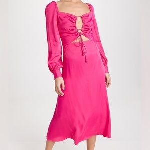 FARM Rio Pink Cut Out Midi Dress